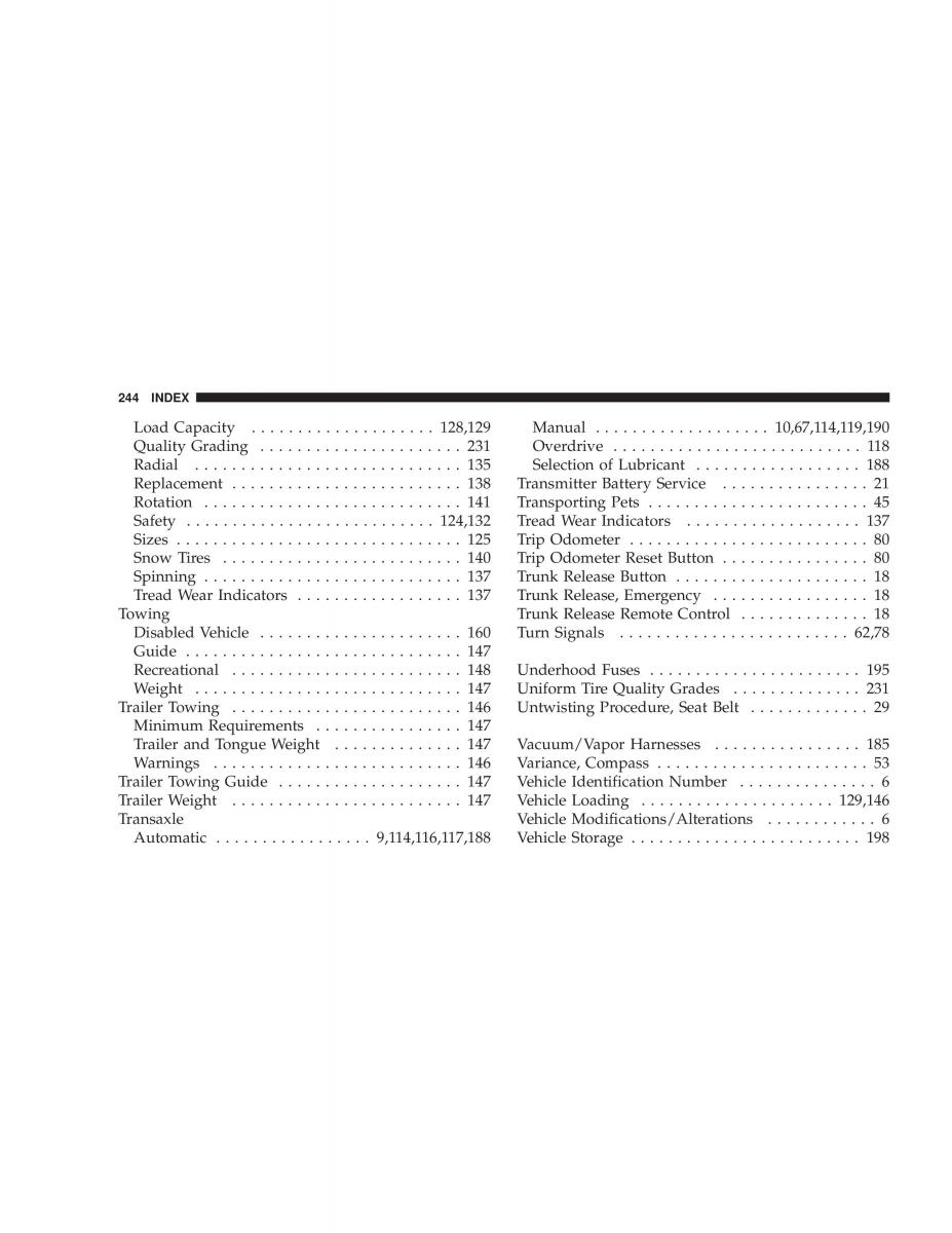 manual  Chrysler Neon II 2 Dodge Neon owners manual / page 244