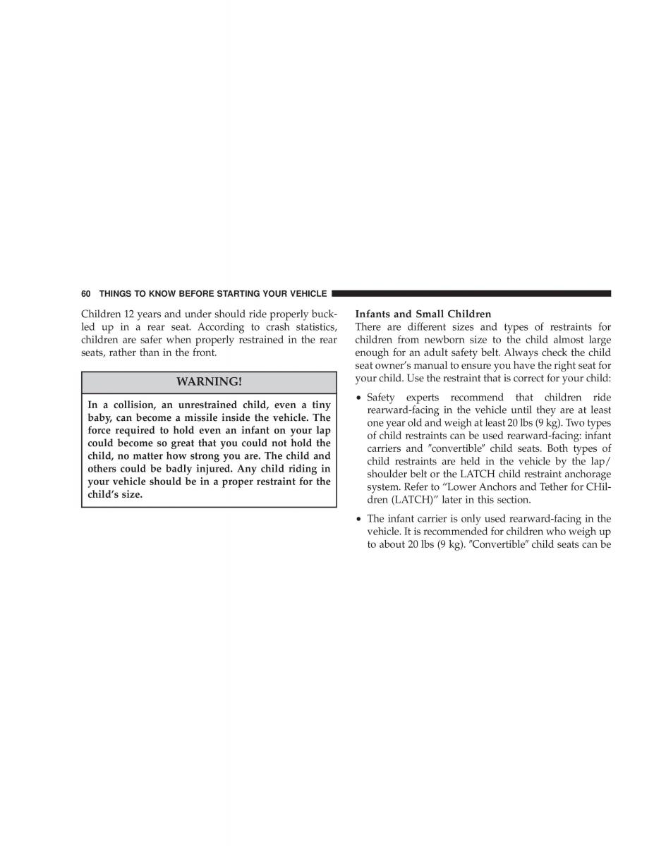 Chrysler Voyager Town and Country Plymouth Voyager owners manual / page 60