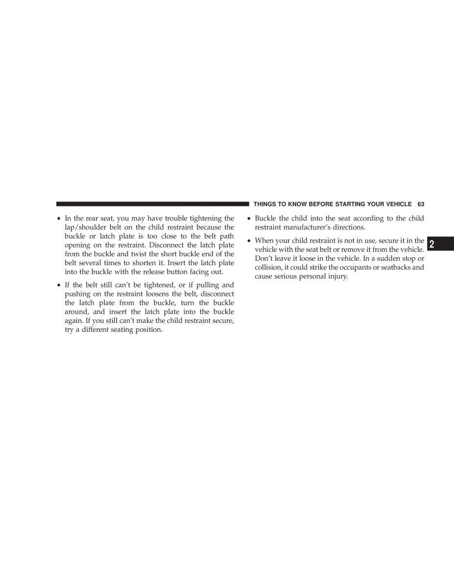 Chrysler Voyager Town and Country Plymouth Voyager owners manual / page 63