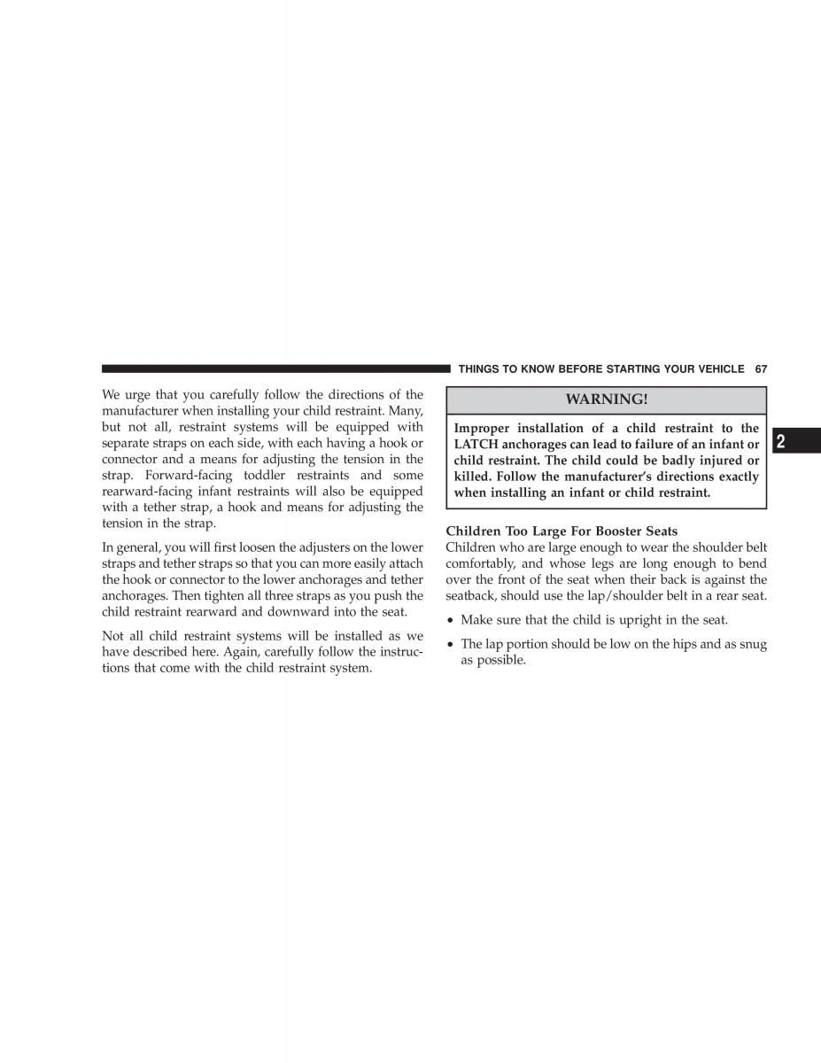 Chrysler Voyager Town and Country Plymouth Voyager owners manual / page 67