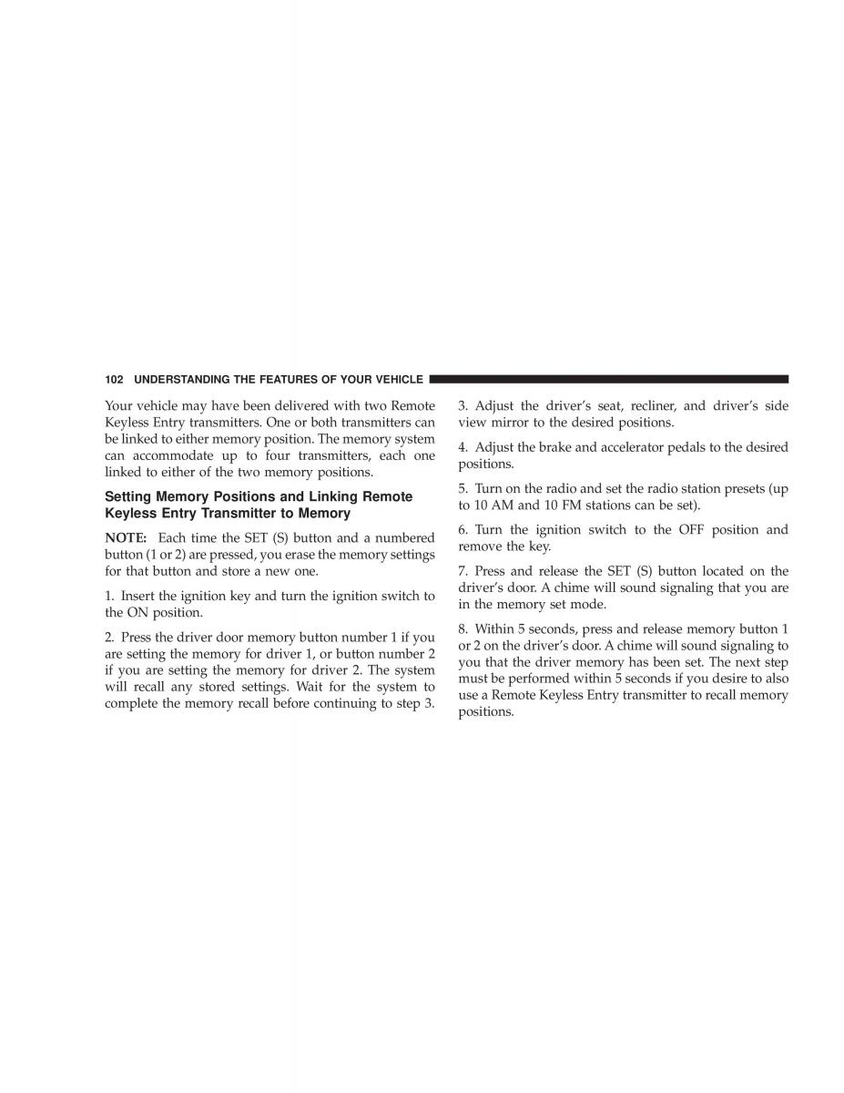 Chrysler Voyager Town and Country Plymouth Voyager owners manual / page 102