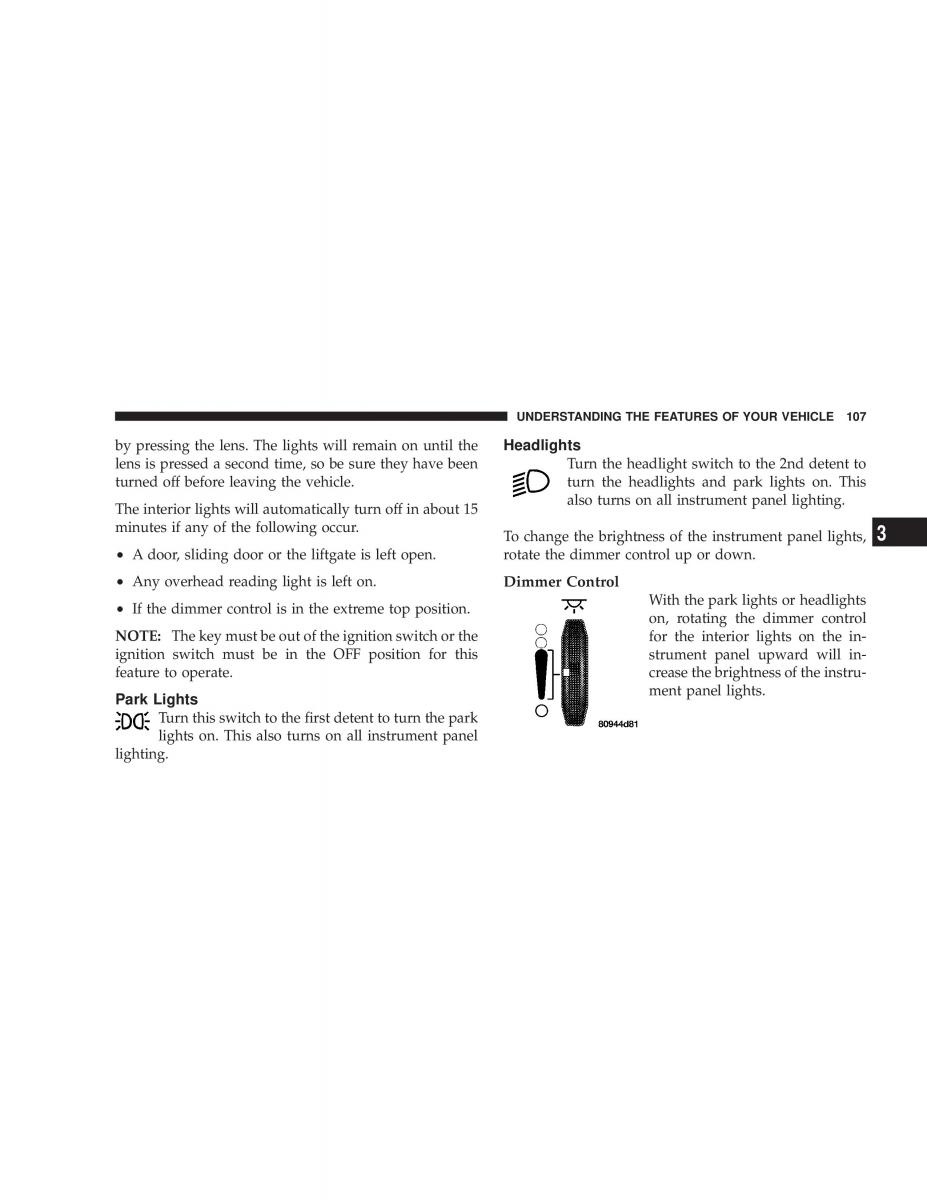 Chrysler Voyager Town and Country Plymouth Voyager owners manual / page 107