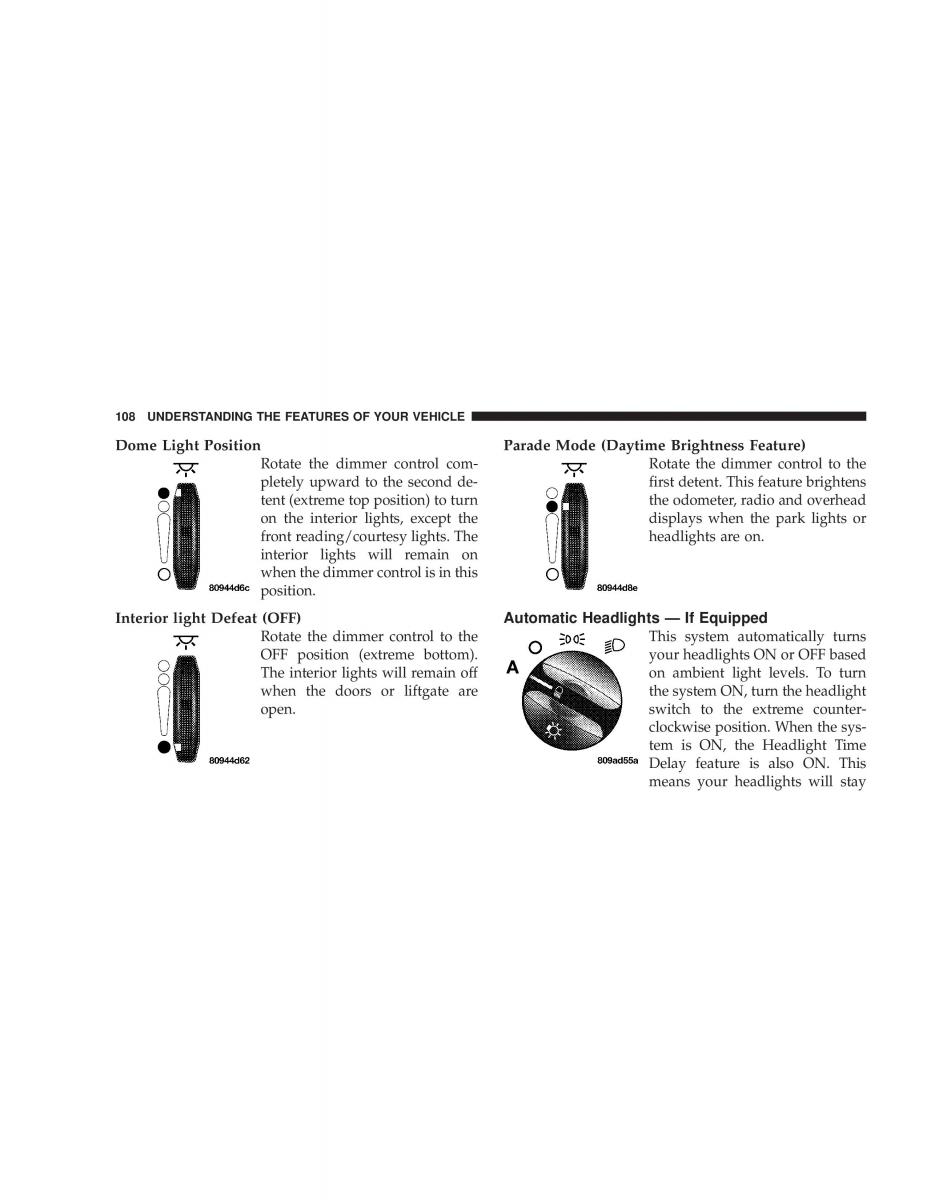 Chrysler Voyager Town and Country Plymouth Voyager owners manual / page 108