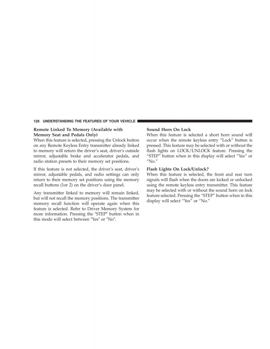 Chrysler Voyager Town and Country Plymouth Voyager owners manual / page 128