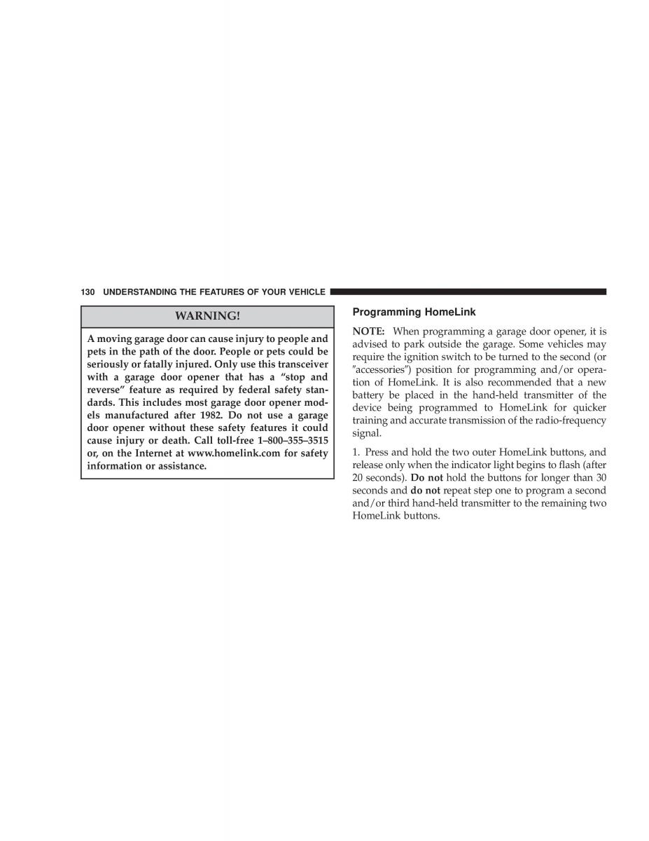 Chrysler Voyager Town and Country Plymouth Voyager owners manual / page 130