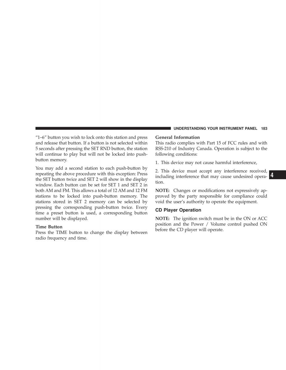 Chrysler Voyager Town and Country Plymouth Voyager owners manual / page 183
