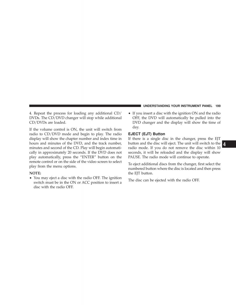 Chrysler Voyager Town and Country Plymouth Voyager owners manual / page 199