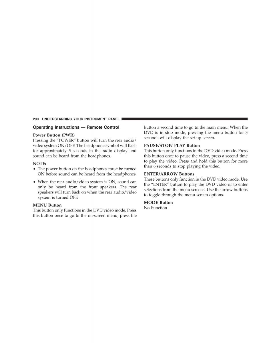 Chrysler Voyager Town and Country Plymouth Voyager owners manual / page 200