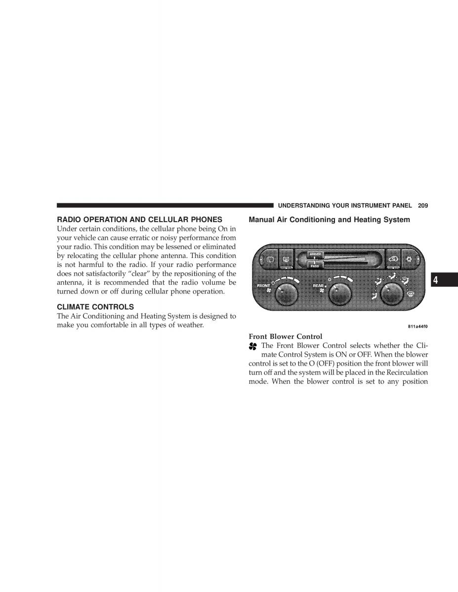 Chrysler Voyager Town and Country Plymouth Voyager owners manual / page 209