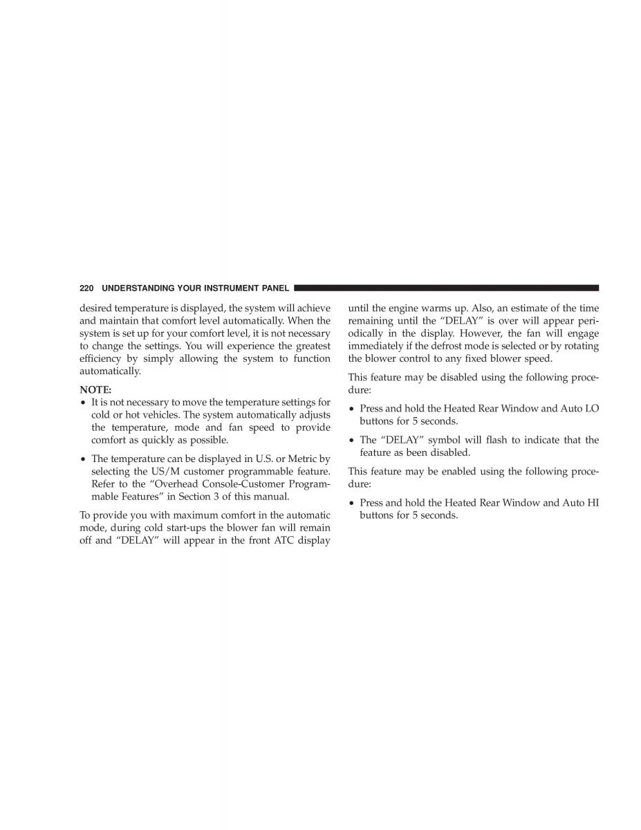Chrysler Voyager Town and Country Plymouth Voyager owners manual / page 220