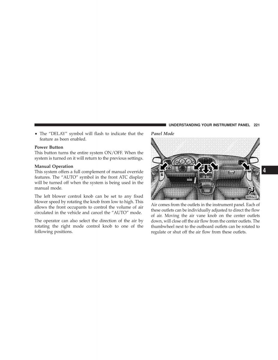 Chrysler Voyager Town and Country Plymouth Voyager owners manual / page 221