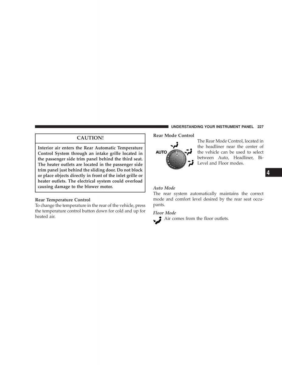 Chrysler Voyager Town and Country Plymouth Voyager owners manual / page 227