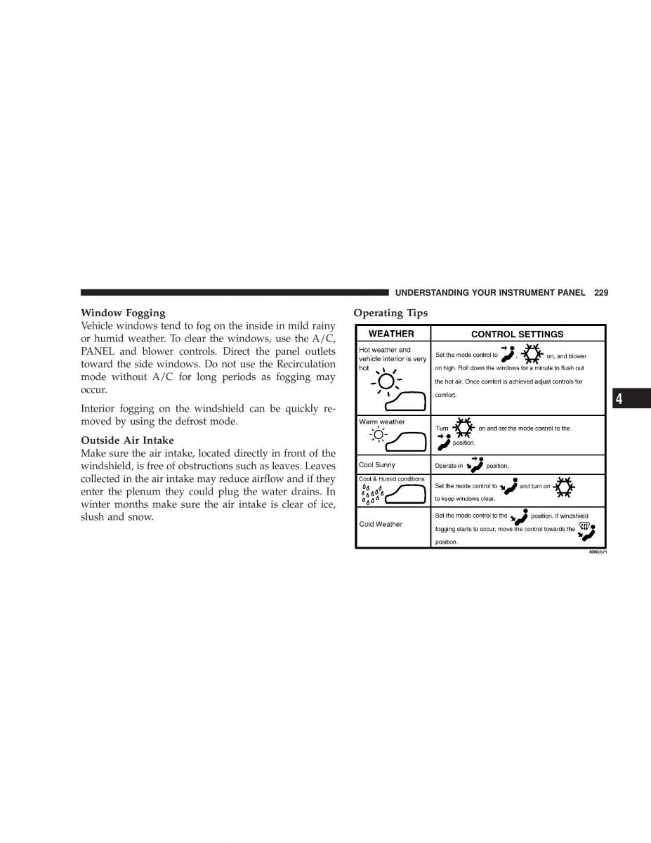 Chrysler Voyager Town and Country Plymouth Voyager owners manual / page 229