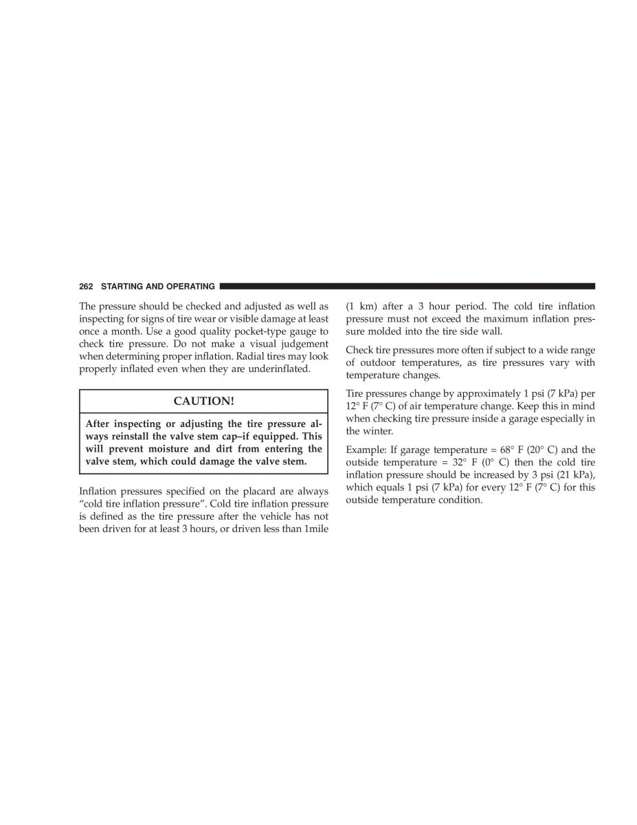 Chrysler Voyager Town and Country Plymouth Voyager owners manual / page 262