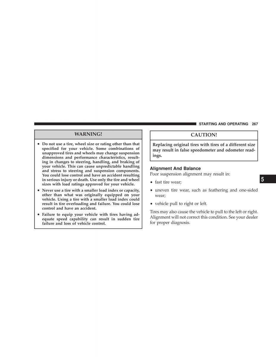 Chrysler Voyager Town and Country Plymouth Voyager owners manual / page 267