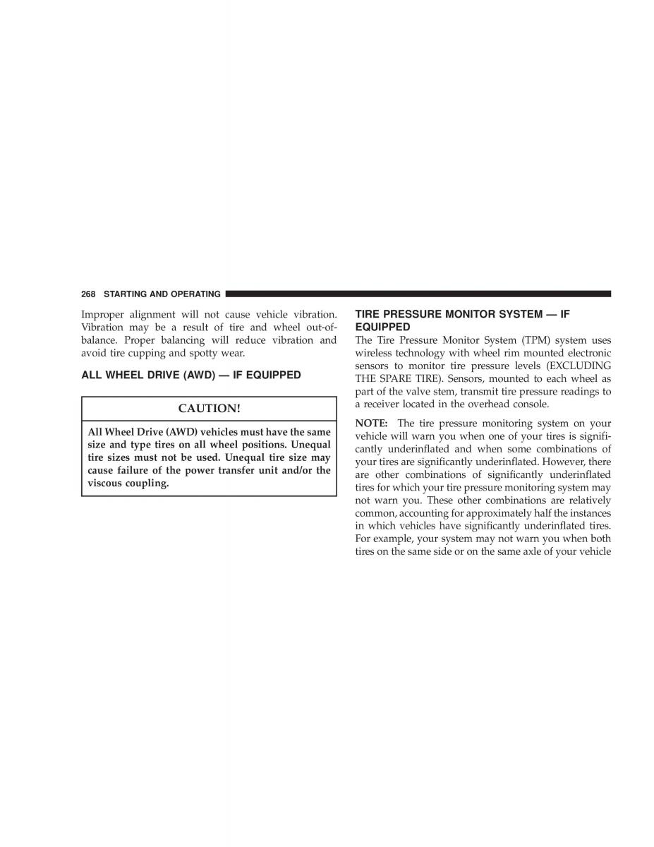 Chrysler Voyager Town and Country Plymouth Voyager owners manual / page 268