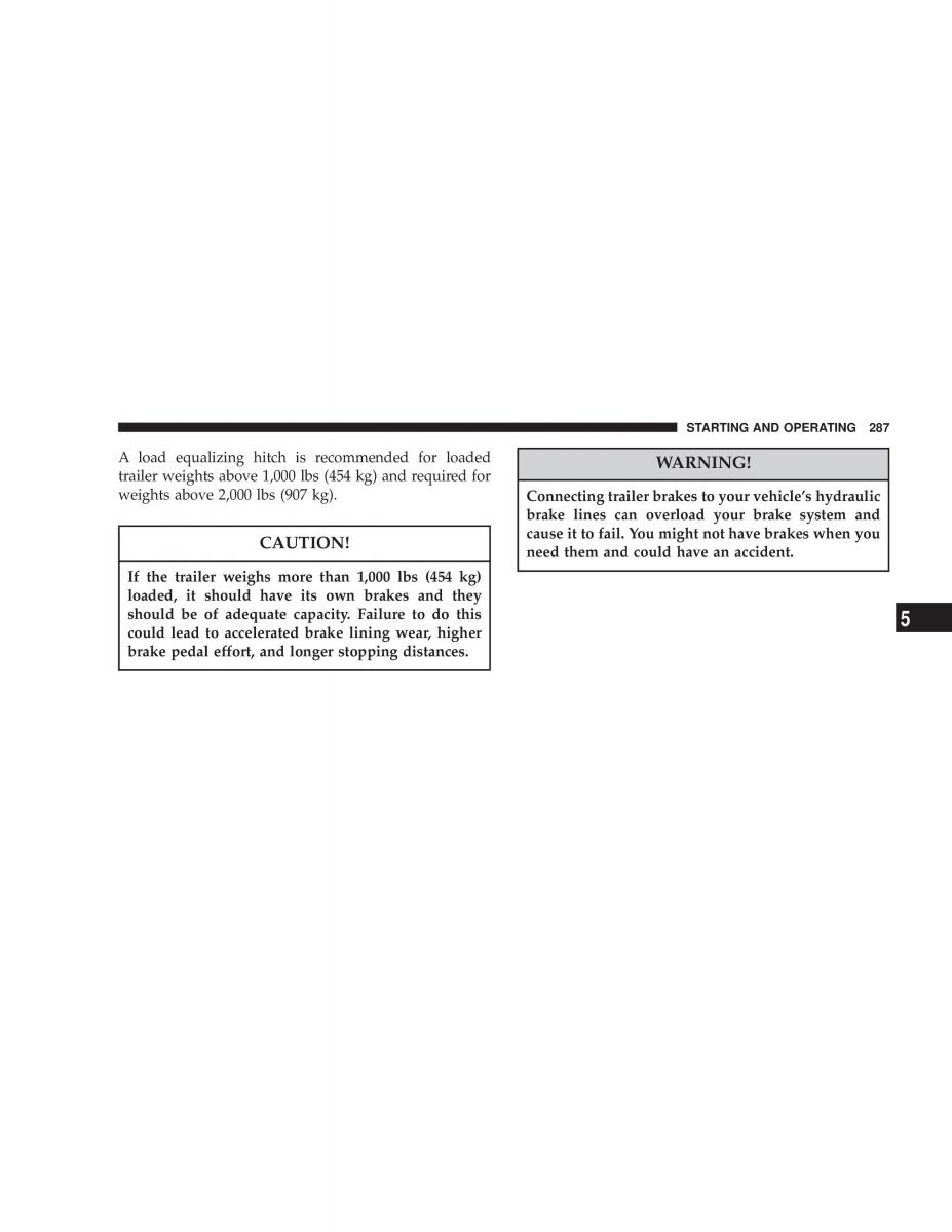 Chrysler Voyager Town and Country Plymouth Voyager owners manual / page 287