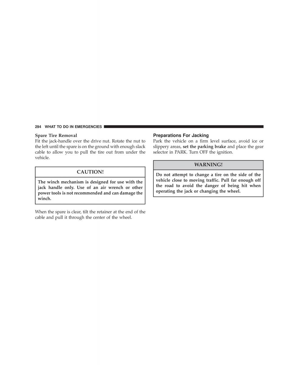Chrysler Voyager Town and Country Plymouth Voyager owners manual / page 294