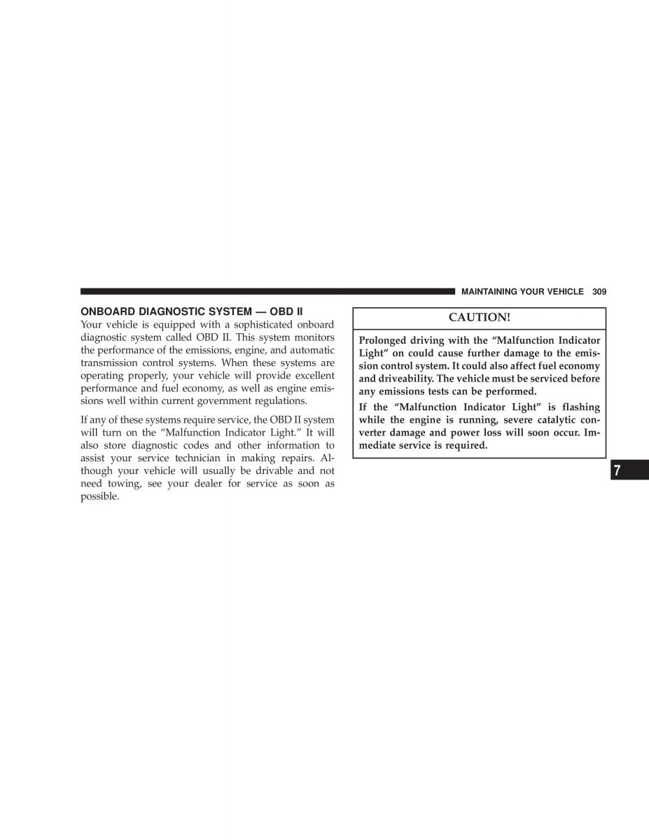 Chrysler Voyager Town and Country Plymouth Voyager owners manual / page 309