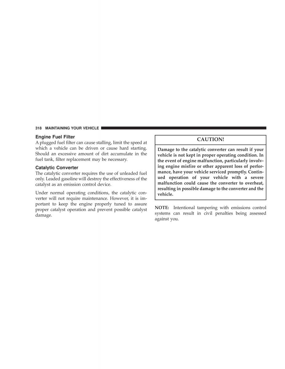 Chrysler Voyager Town and Country Plymouth Voyager owners manual / page 318