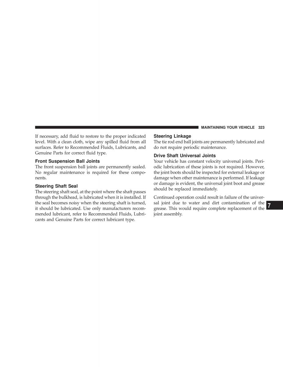 Chrysler Voyager Town and Country Plymouth Voyager owners manual / page 323
