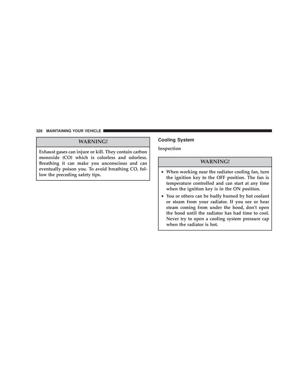 Chrysler Voyager Town and Country Plymouth Voyager owners manual / page 326