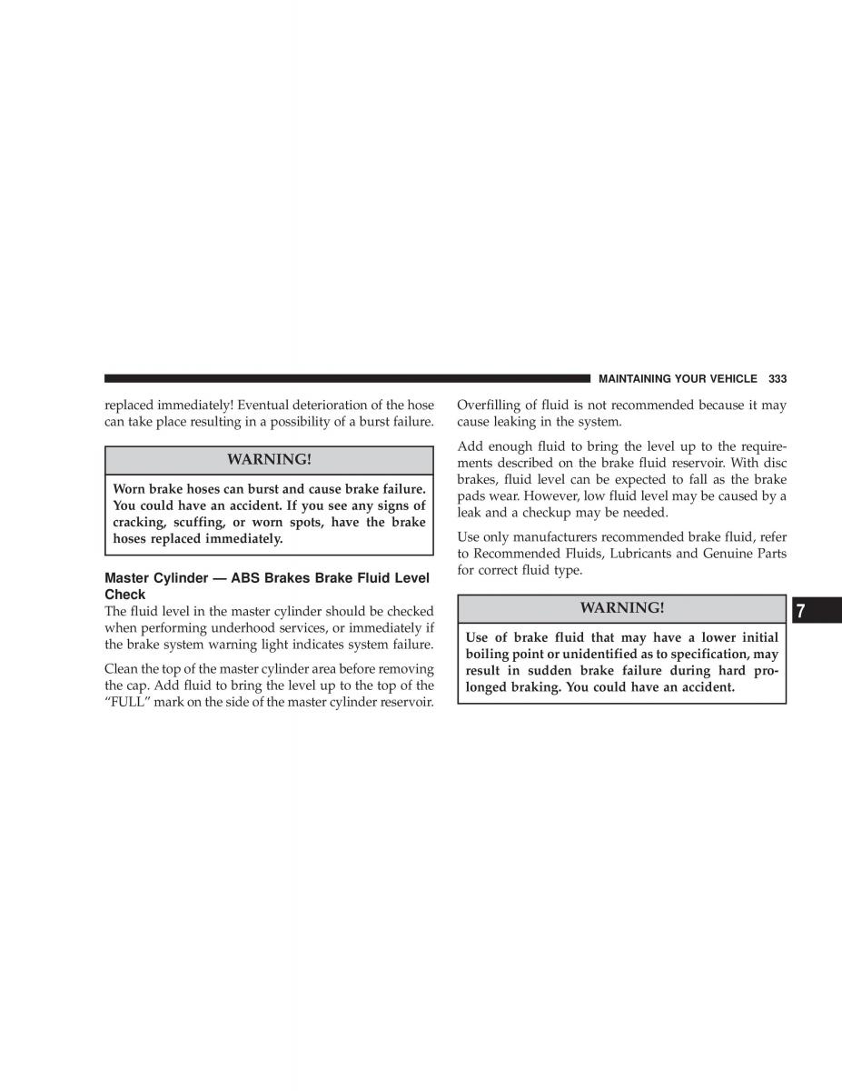 Chrysler Voyager Town and Country Plymouth Voyager owners manual / page 333