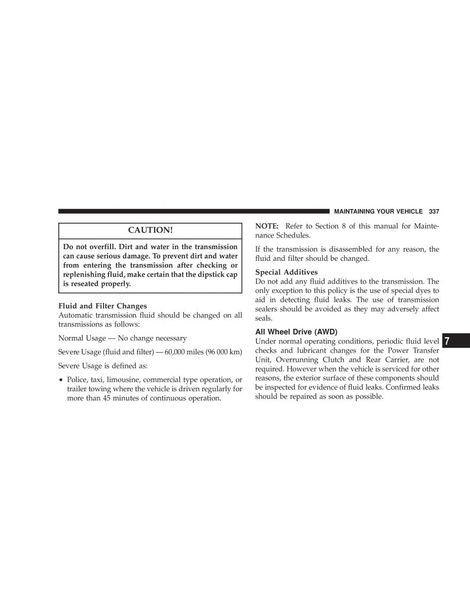 Chrysler Voyager Town and Country Plymouth Voyager owners manual / page 337