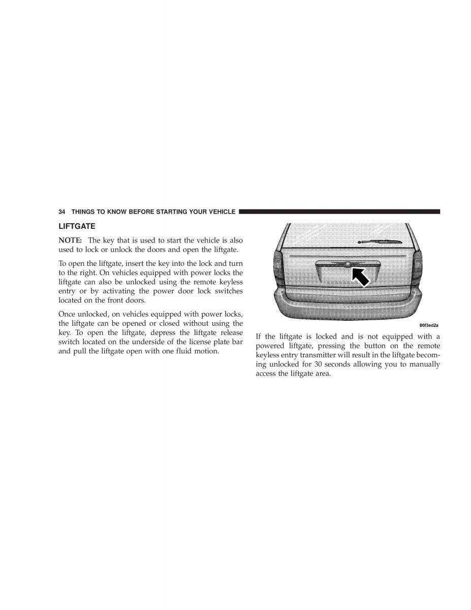 Chrysler Voyager Town and Country Plymouth Voyager owners manual / page 34