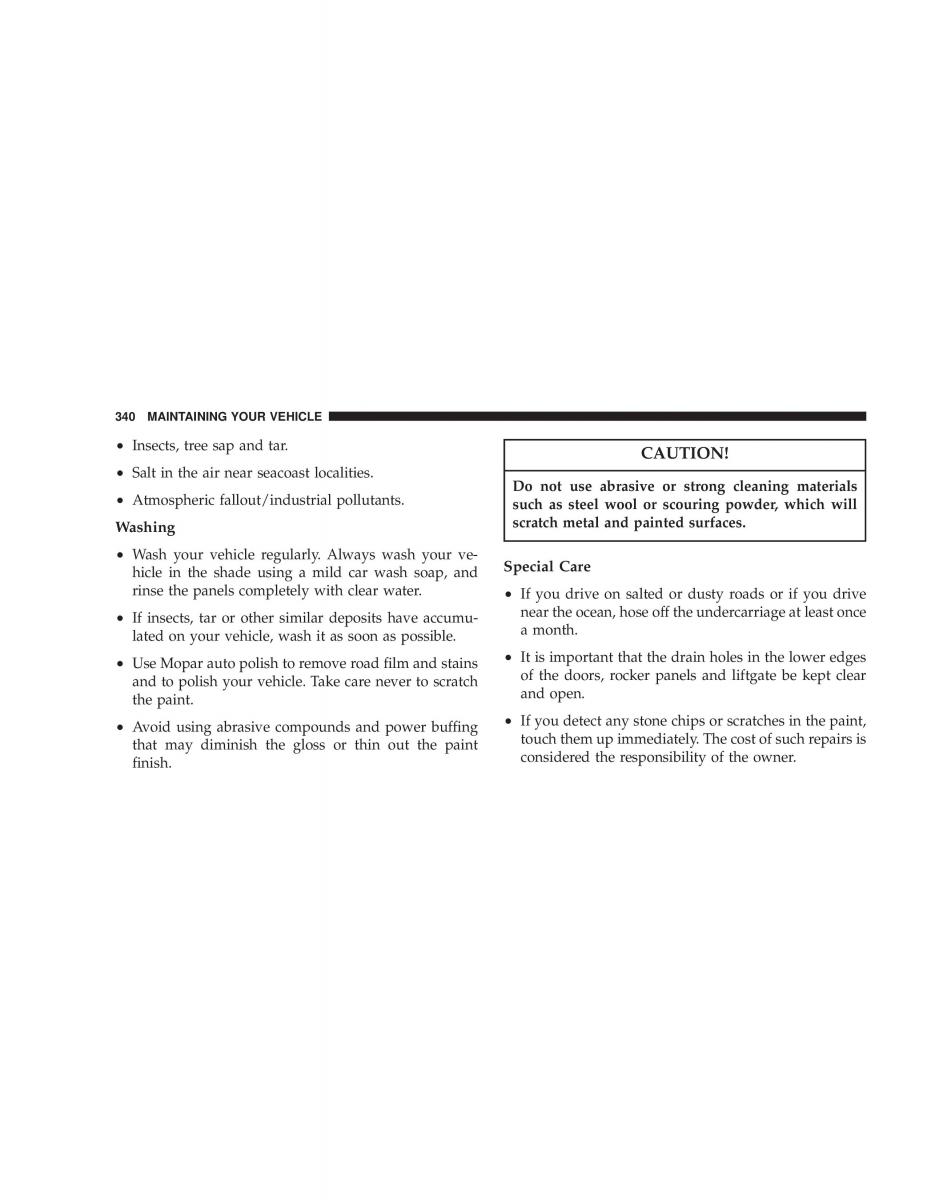 Chrysler Voyager Town and Country Plymouth Voyager owners manual / page 340