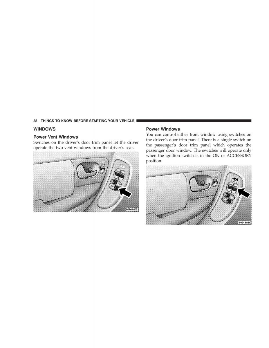 Chrysler Voyager Town and Country Plymouth Voyager owners manual / page 38