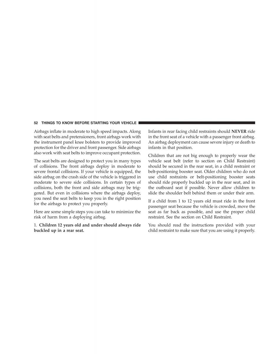 Chrysler Voyager Town and Country Plymouth Voyager owners manual / page 52