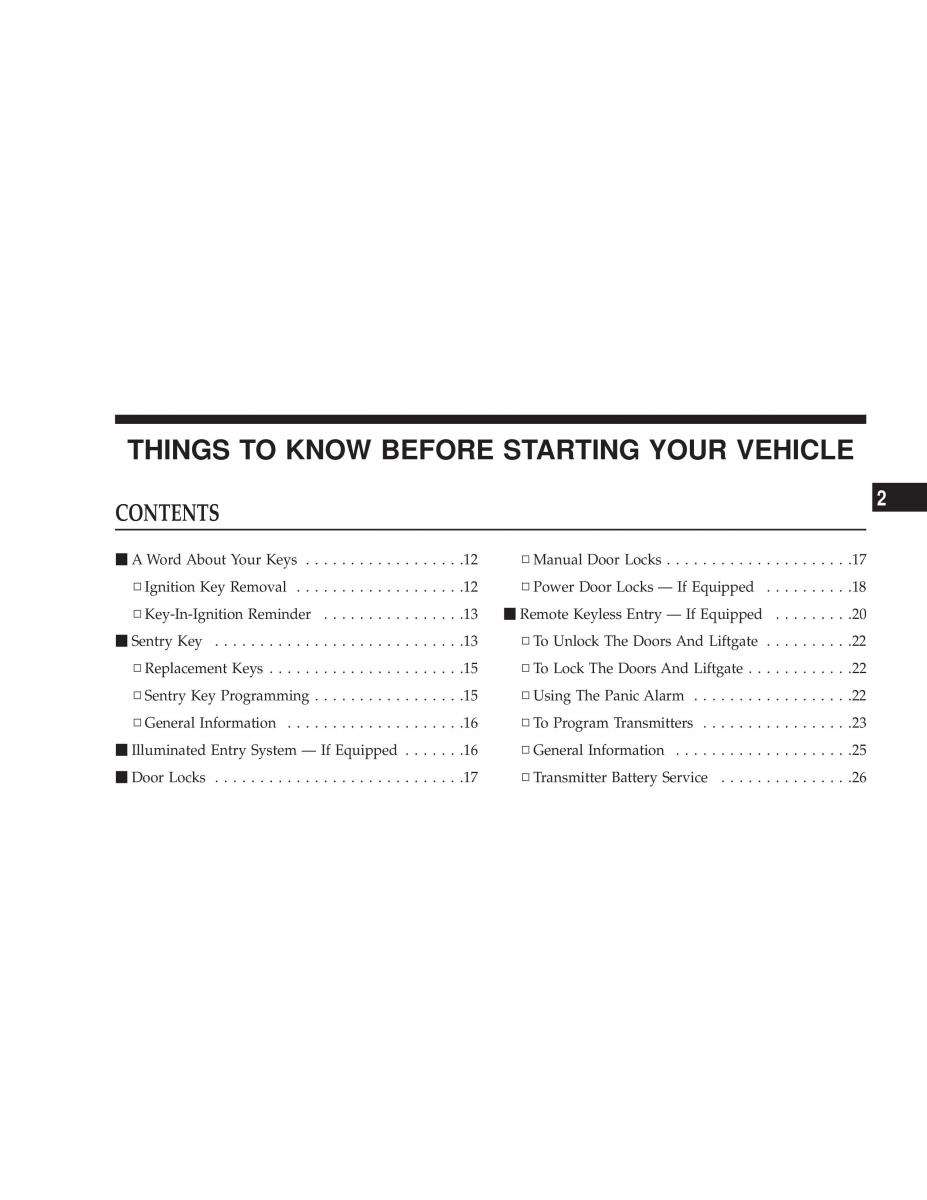 Chrysler Voyager Town and Country Plymouth Voyager owners manual / page 9