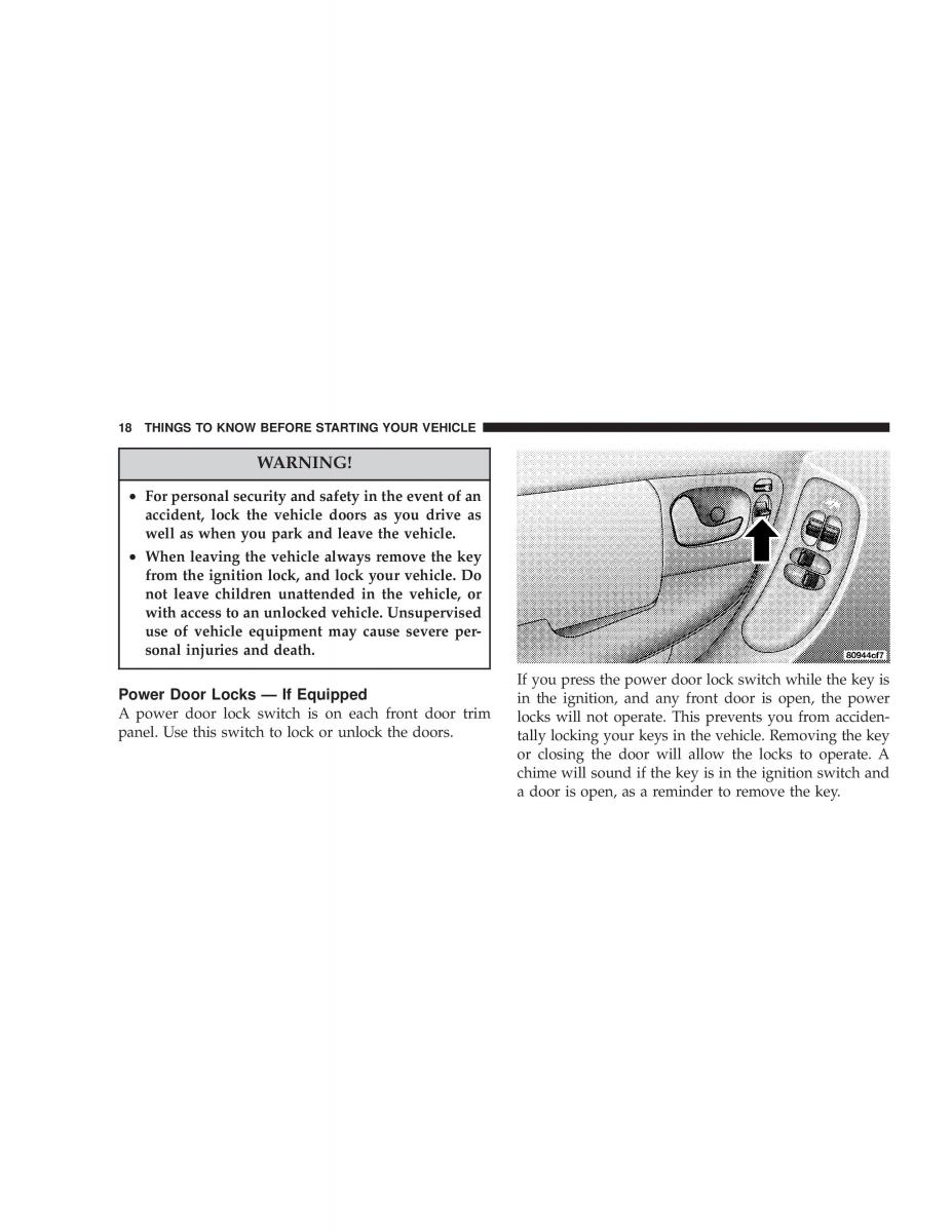 Chrysler Voyager Town and Country Plymouth Voyager owners manual / page 18