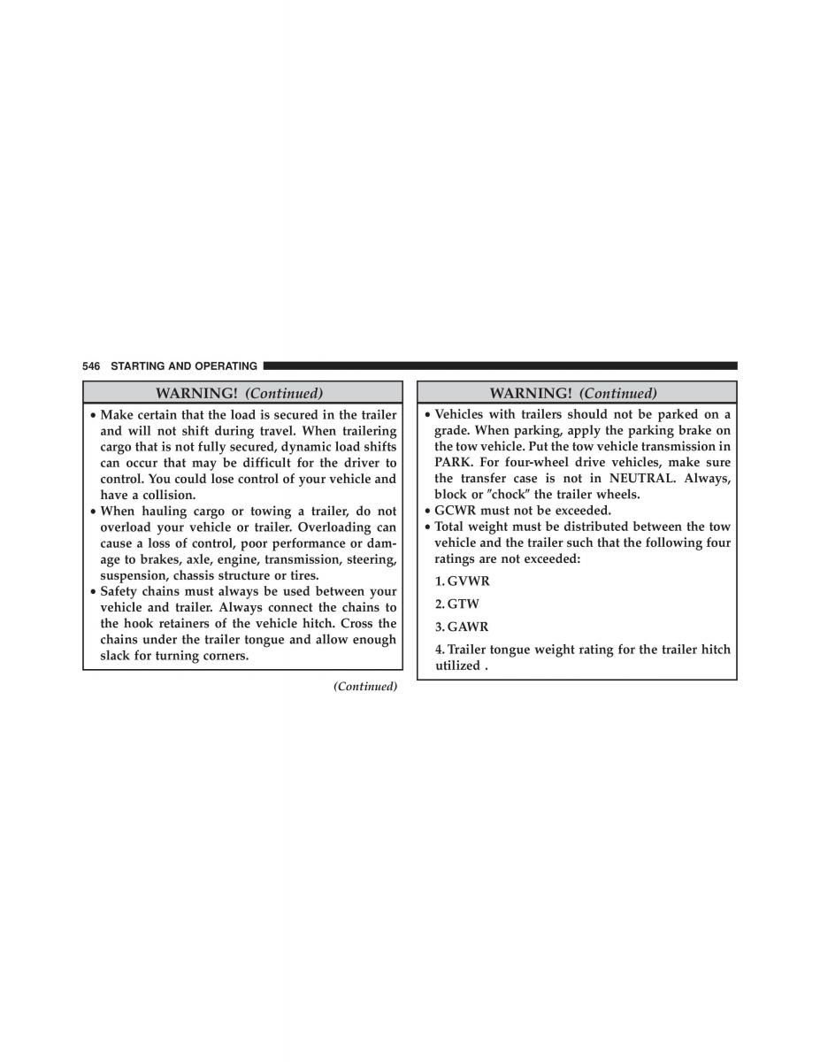 Chrysler Grand Voyager V 5 Town and Country Lancia Voyager owners manual / page 548