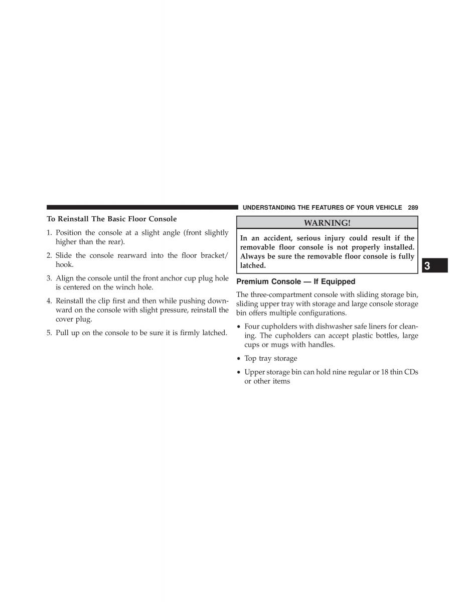 Chrysler Grand Voyager V 5 Town and Country Lancia Voyager owners manual / page 291