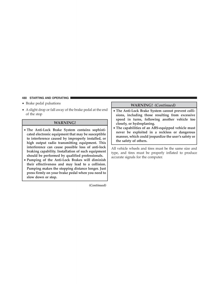 Chrysler Grand Voyager V 5 Town and Country Lancia Voyager owners manual / page 482