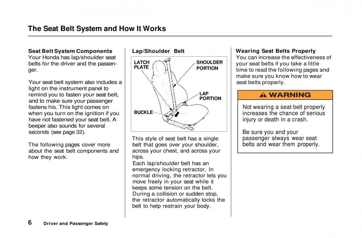 manual  Honda Civic Del Sol CR X owners manual / page 7