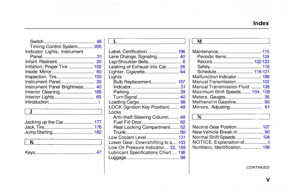 Honda Civic Del Sol CR X owners manual / page 212