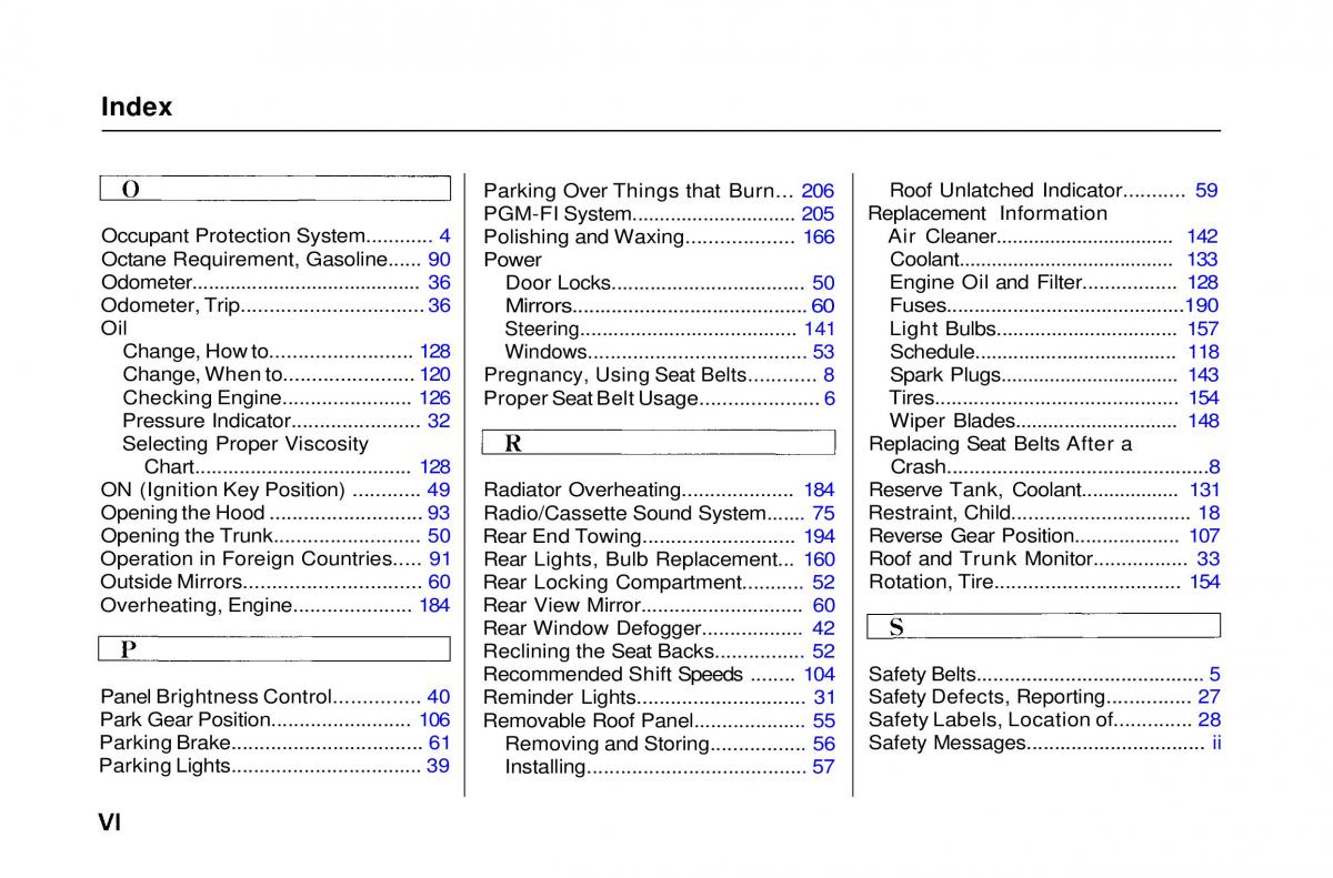 Honda Civic Del Sol CR X owners manual / page 213