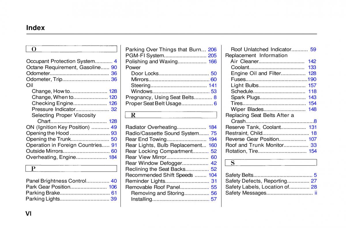 manual  Honda Civic Del Sol CR X owners manual / page 213