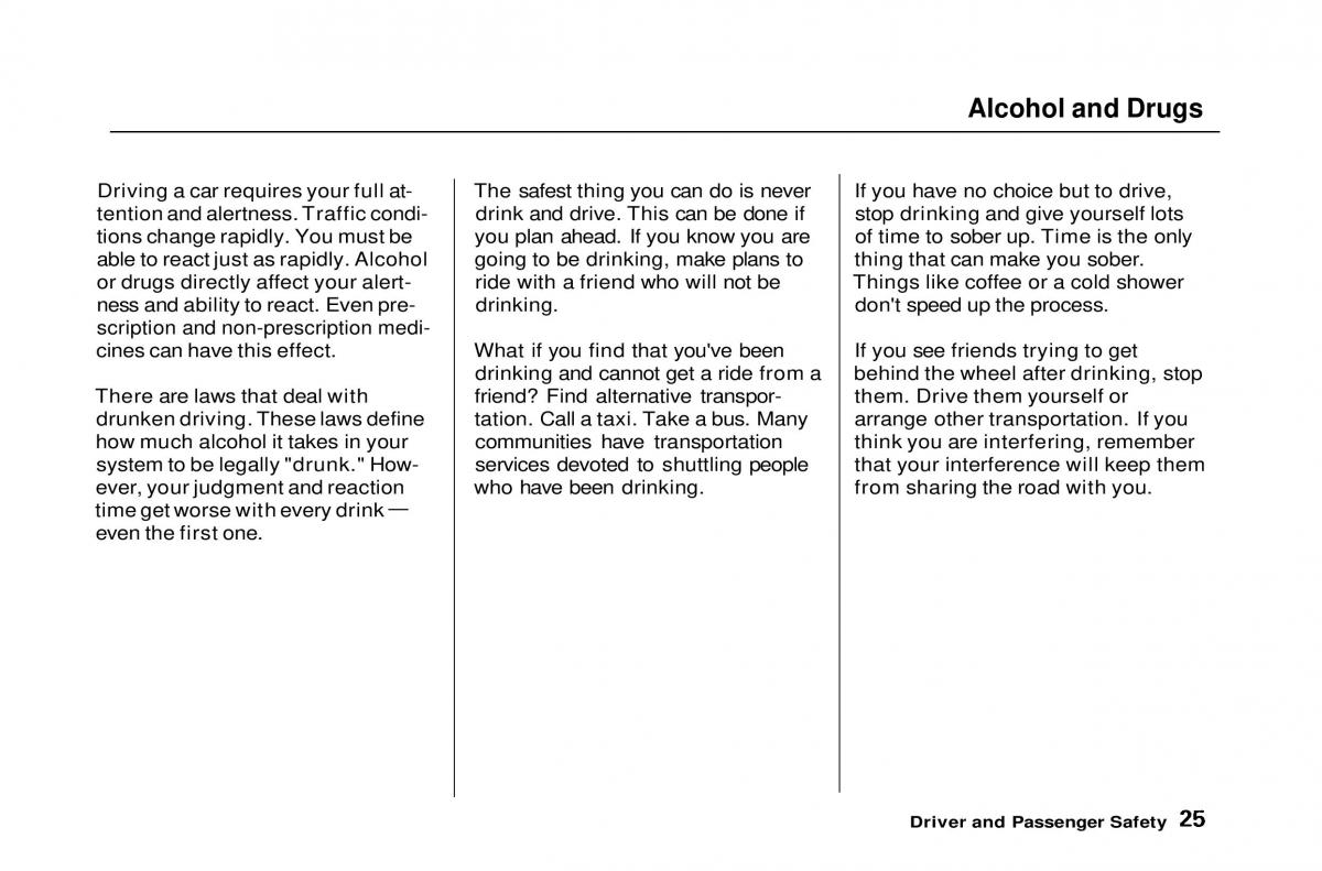 Honda Civic Del Sol CR X owners manual / page 26
