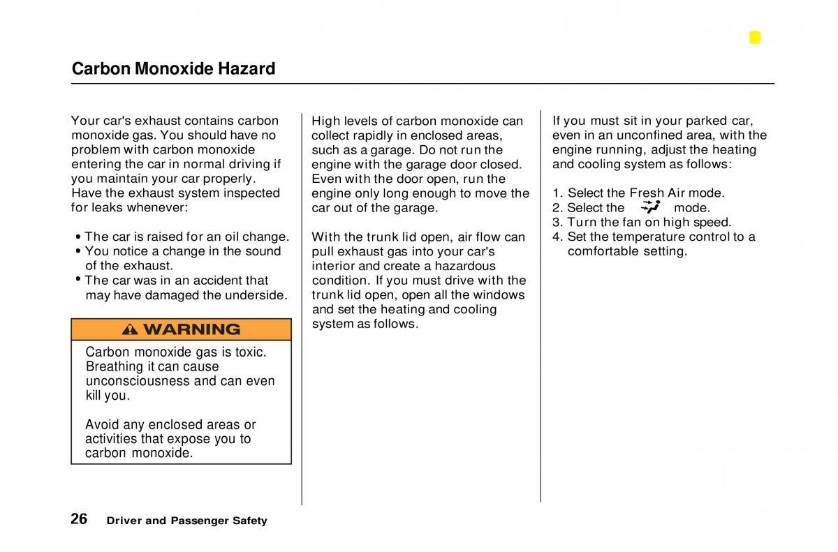 Honda Civic Del Sol CR X owners manual / page 27
