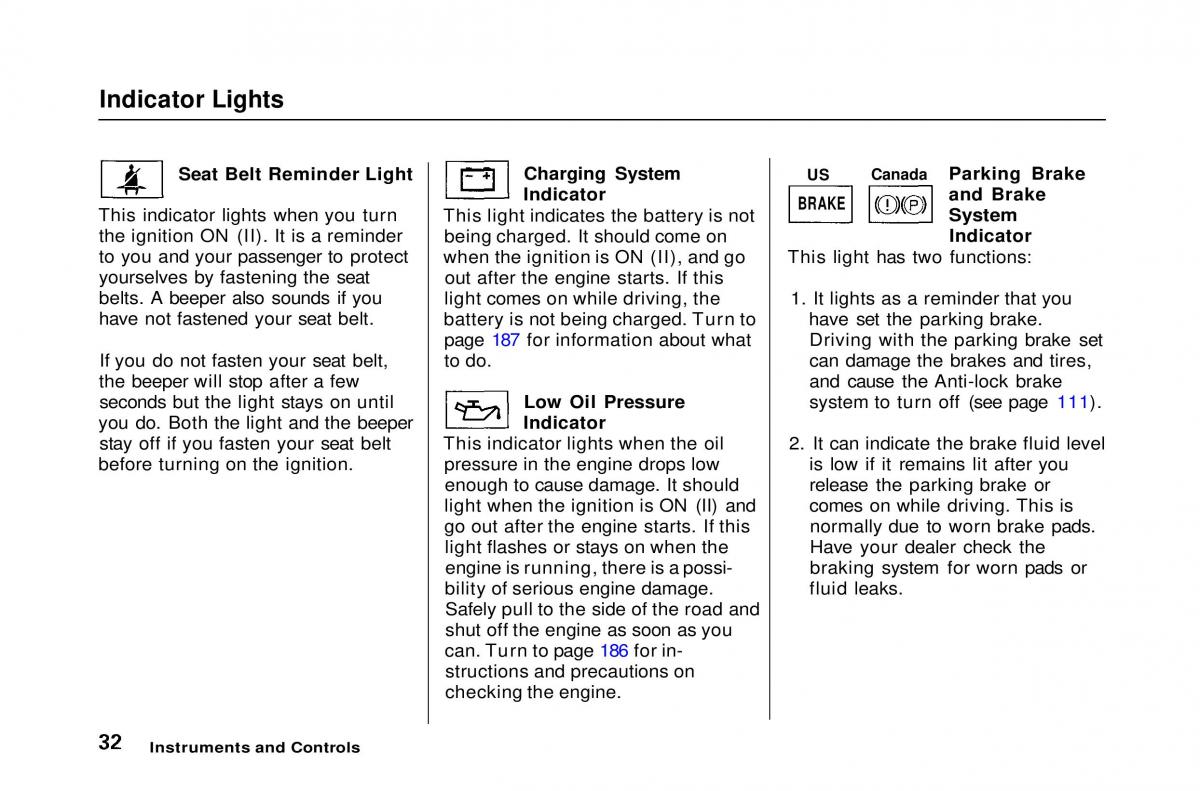 Honda Civic Del Sol CR X owners manual / page 33