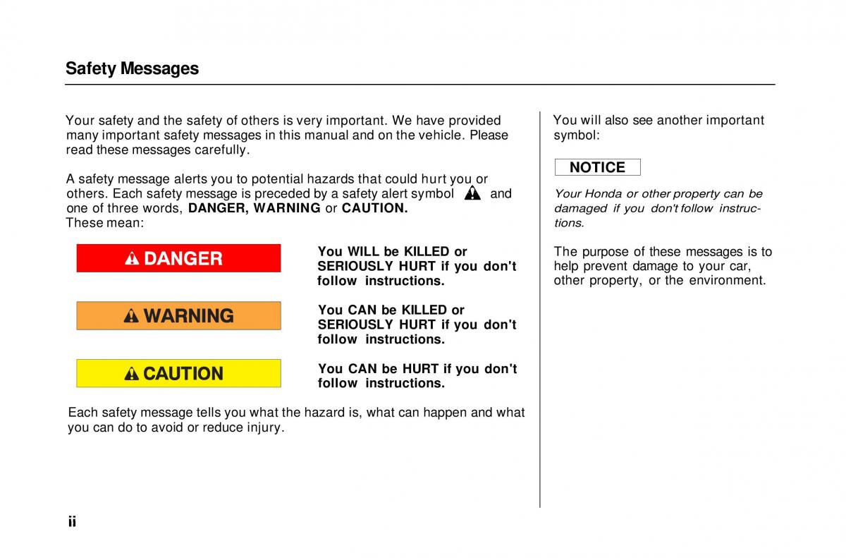 Honda Civic Del Sol CR X owners manual / page 3