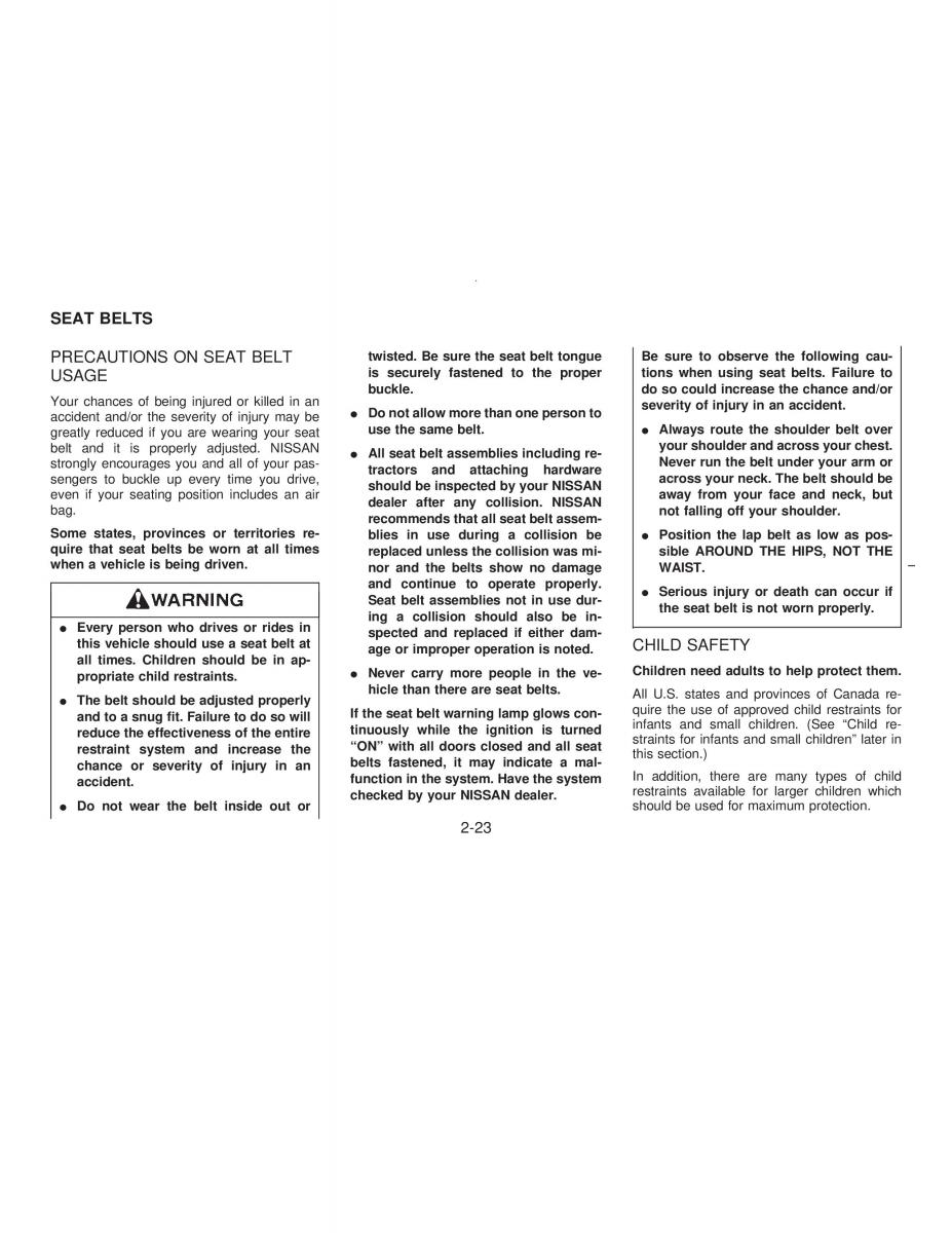 Nissan Maxima IV 4 A32 Cefiro owners manual / page 52