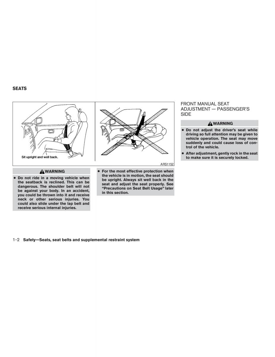 manual  Nissan Maxima VI 6 A34 owners manual / page 18