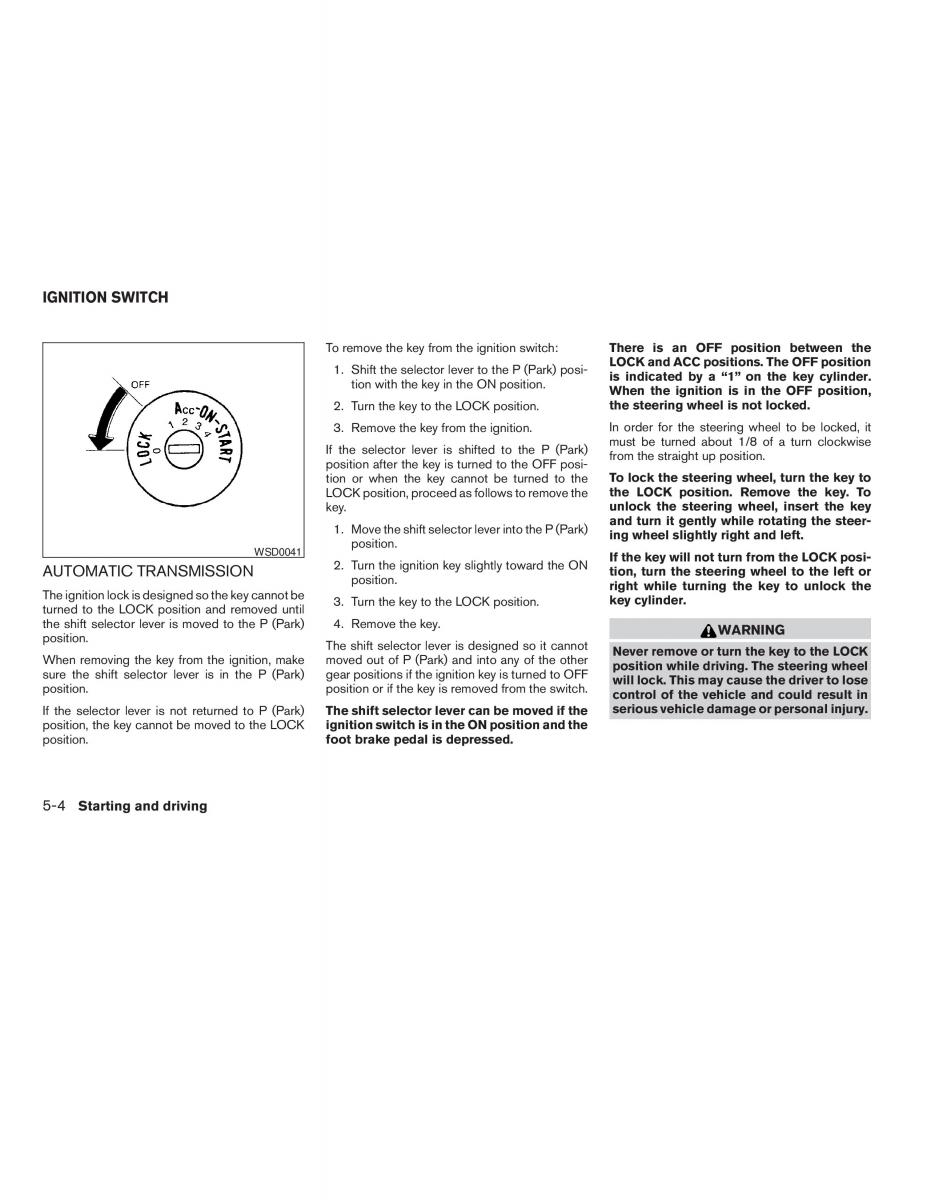 Nissan Maxima VI 6 A34 owners manual / page 190
