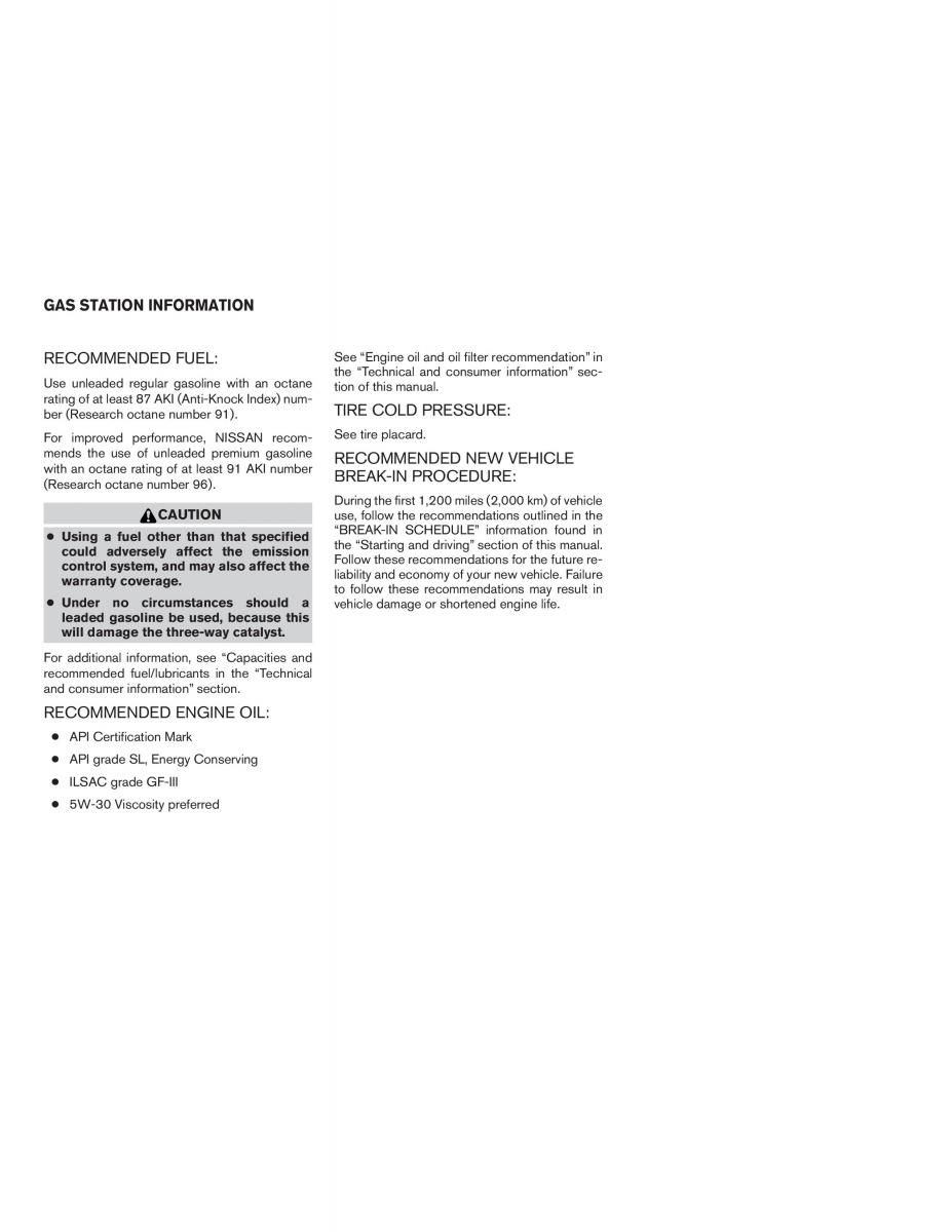 Nissan Maxima VI 6 A34 owners manual / page 311