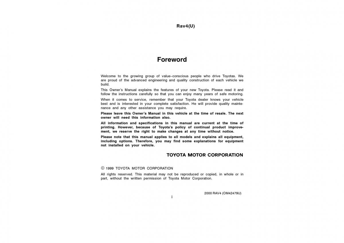 Toyota Rav4 II 2 owners manual / page 1